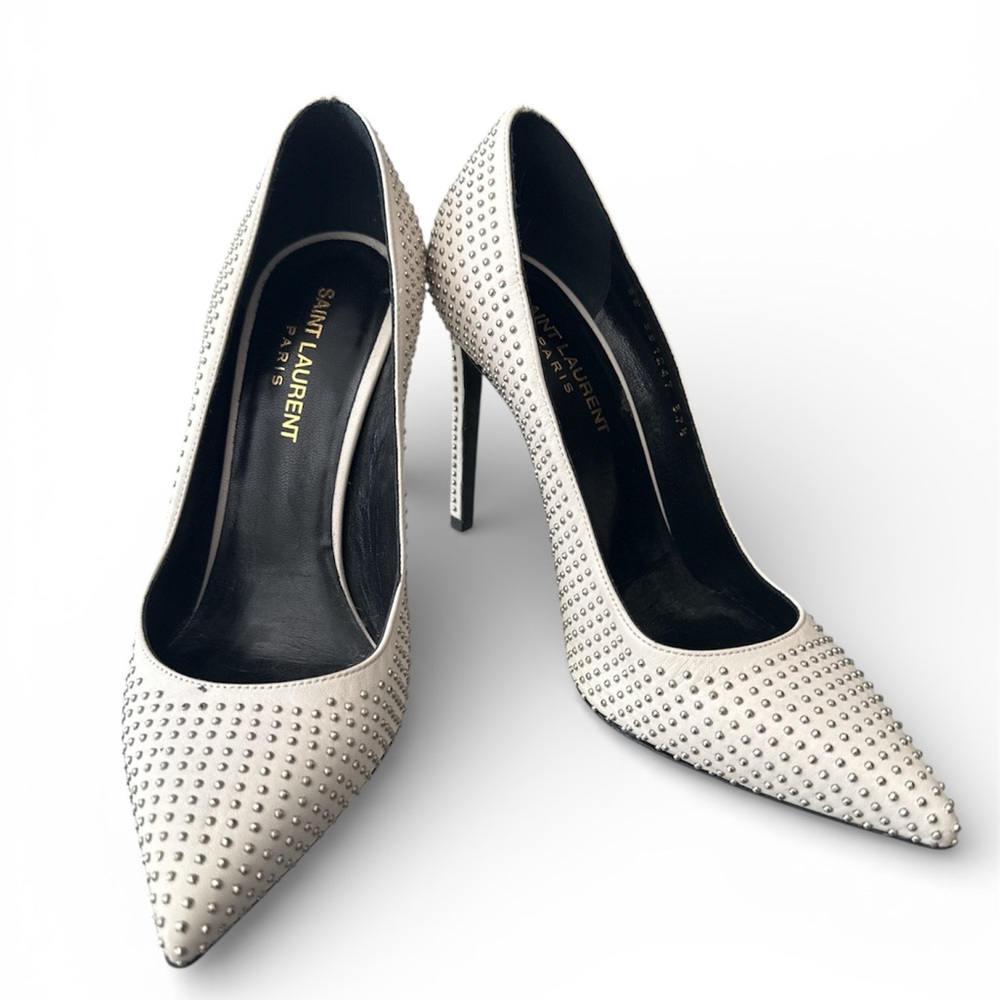 Saint Laurent Ivory Studded Heels